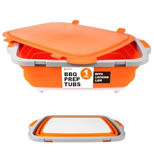 DripEZ Orange BBQ & Meal Prep Tub, 22.5-In X 16.25-In X 5.5-In