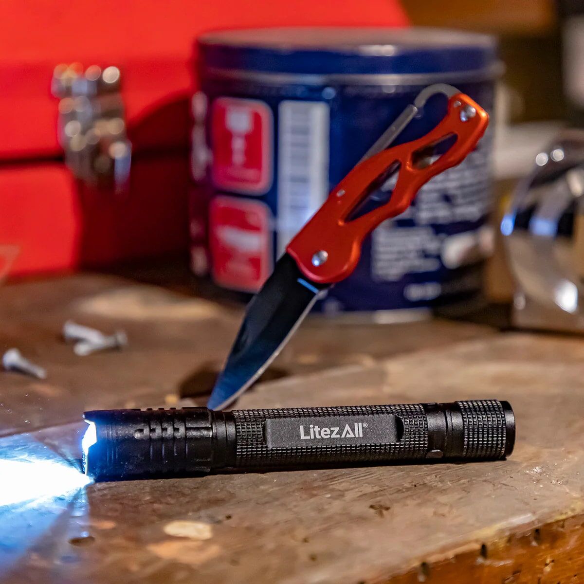 LitezAll 280 Lumen Tactical Flashlight and Pocket Knife Combo
