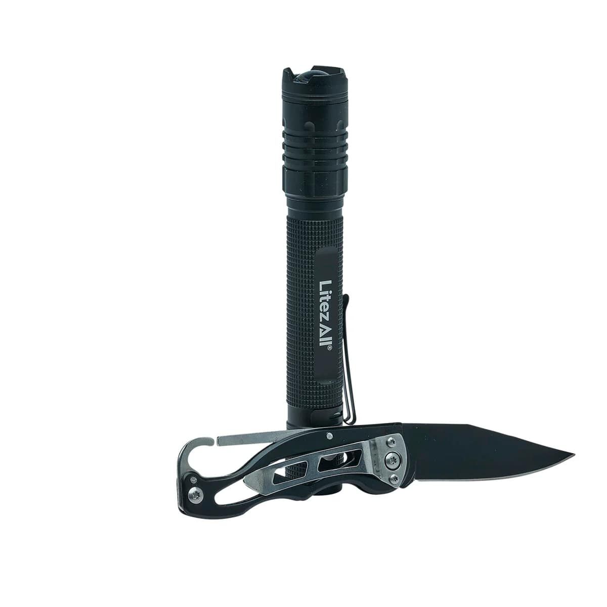 LitezAll 280 Lumen Tactical Flashlight and Pocket Knife Combo
