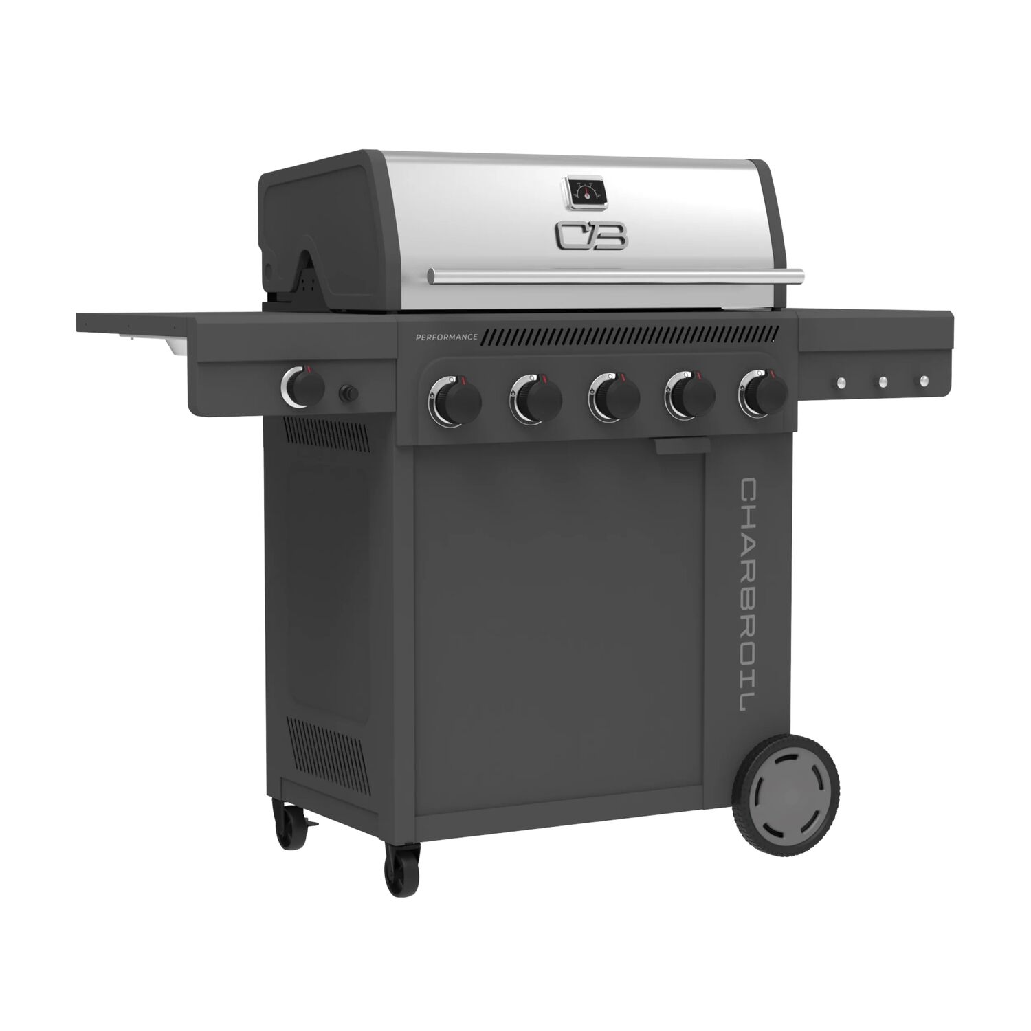 Charbroil Grey Performance Series FlavorMax 5 Burner Gas Grill Cabinet with Side Burner