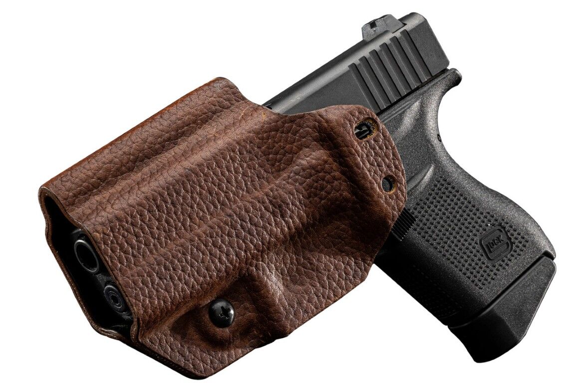 Mission First Tactical Brown Leather Hybrid Ambidextrous Glock 43/43X AIWB Holster