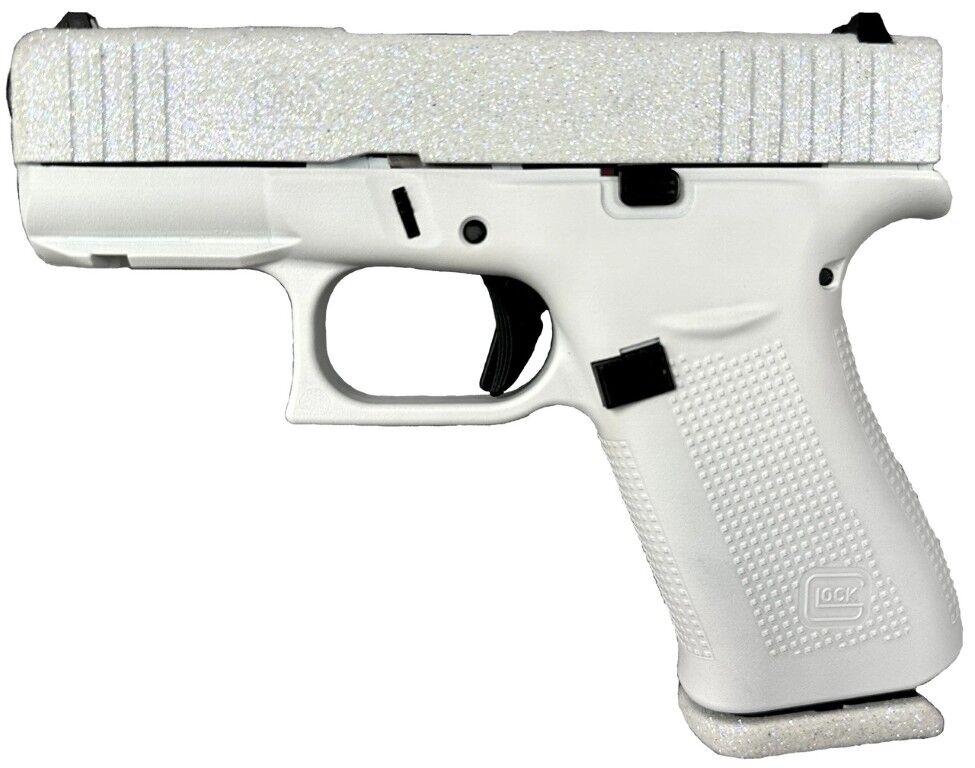 Glock G43X 9mm Sub Compact Frost Glitter Cerakote Pistol, 10 rd.