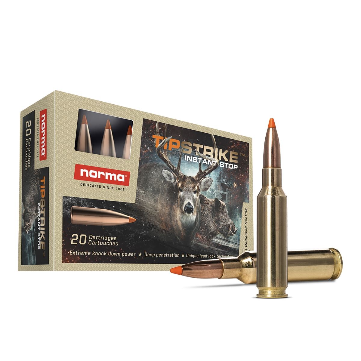 Norma TipStrike 6.5 Creedmoor, 140 Grain Polymer Tip Rifle Ammo, 20-Rd