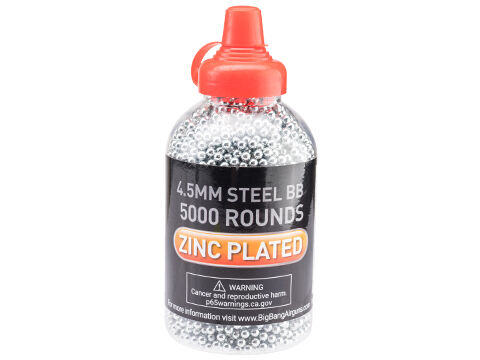 Big Bang Airgun .177 Caliber, Zinc Plated Steel Airgun BB, 5000-Ct