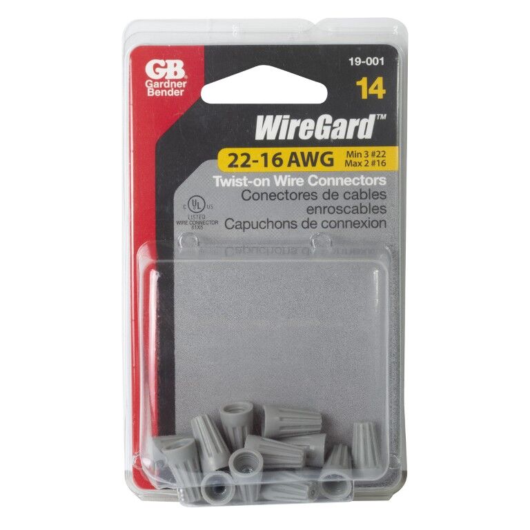 Gardner Bender WireGard Gray High Performance Twist-on Wire Connector, 22-16 Gauge, 14-Pk