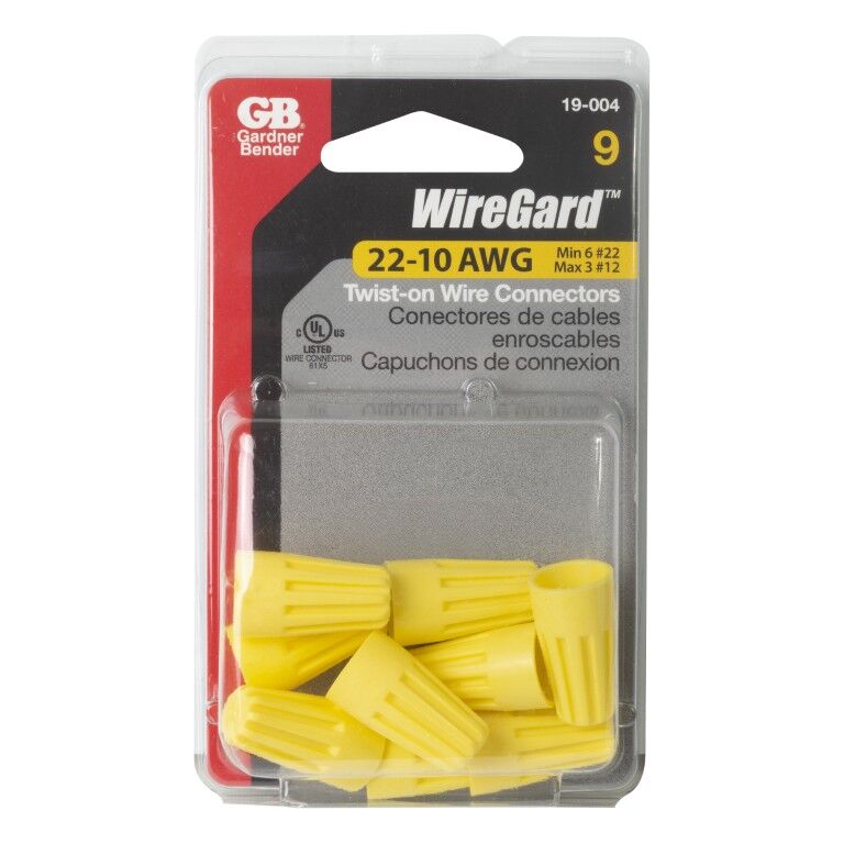 Gardner Bender WireGard Yellow #18-#10 High Performance Twist-On Wire Connector, 9-Pk