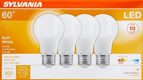 Sylvania A19 8.5 Watt Frosted Soft White LED Light Bulb, 4-Pk
