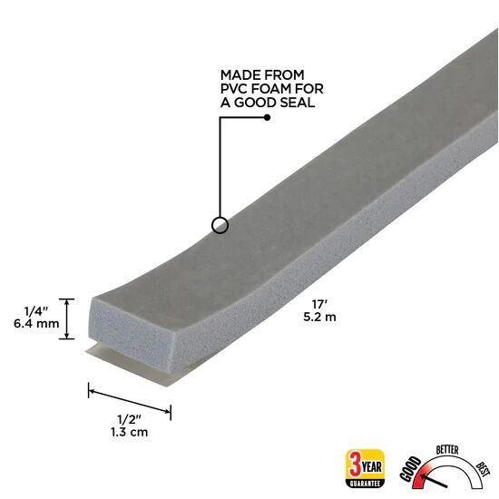 M-D Building Products Gray Foam Window Seal, 1/2-In X 1/4-In X 17-Ft