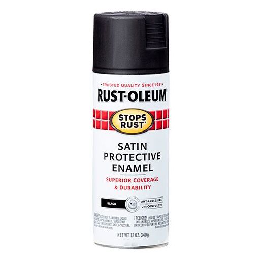 Rust-Oleum Stops Rust Satin Black Spray Paint, 12-Oz