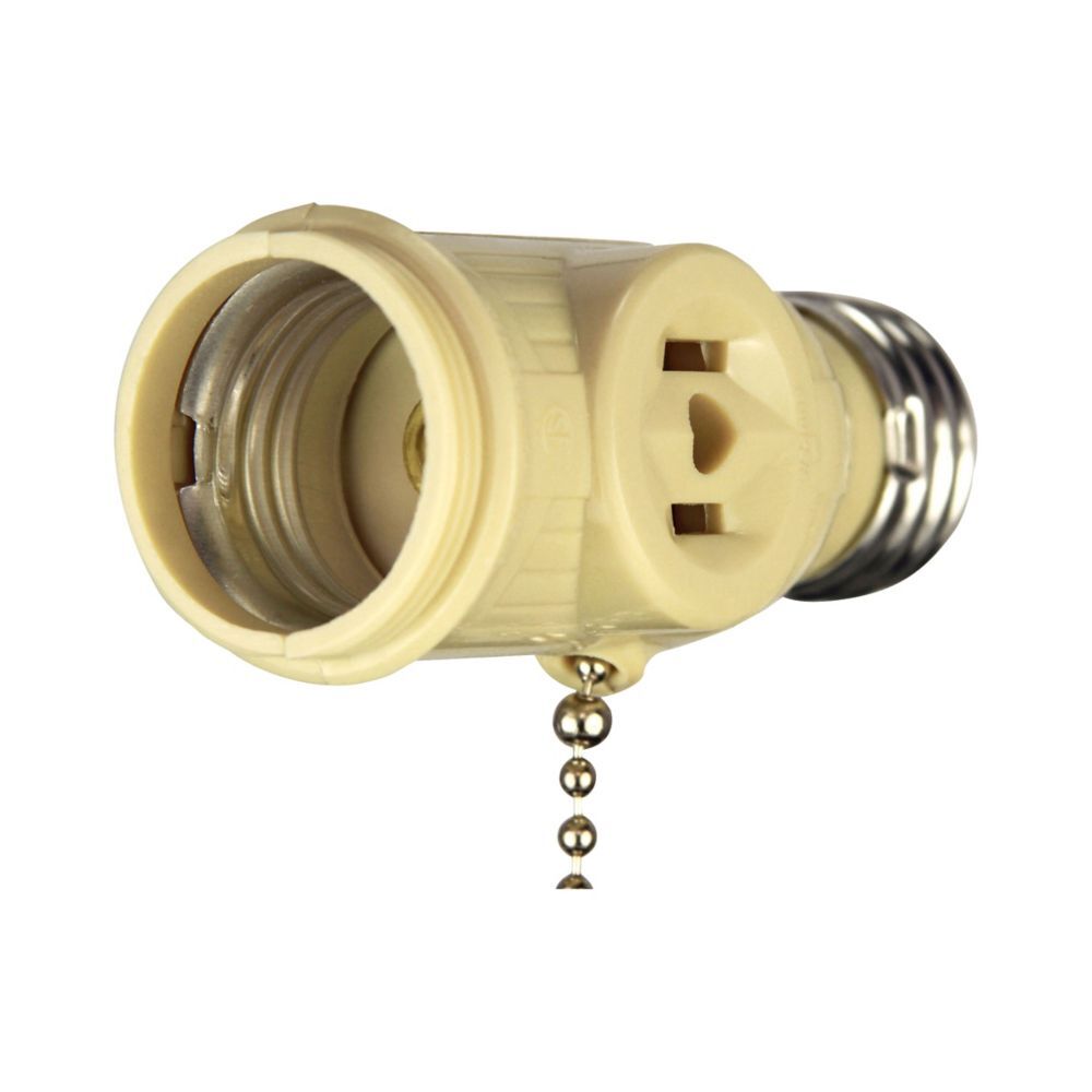 Eaton 718V-BOX One-to-One 2-Outlet Pull Chain Socket Adapter, 660 Watt, 125-V