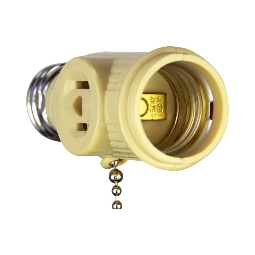 Eaton 718V-BOX One-to-One 2-Outlet Pull Chain Socket Adapter, 660 Watt, 125-V