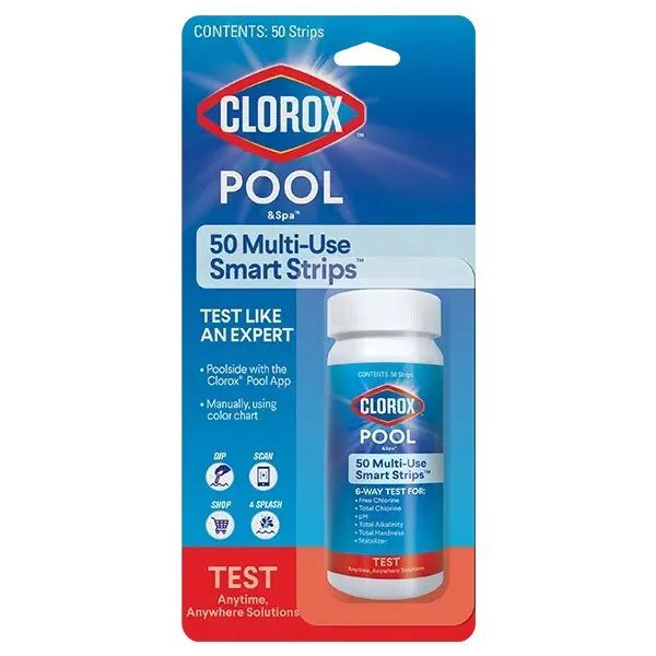 Clorox Pool & Spa Multi-Use Smart Strips for Testing Pool Water, 50-Pk