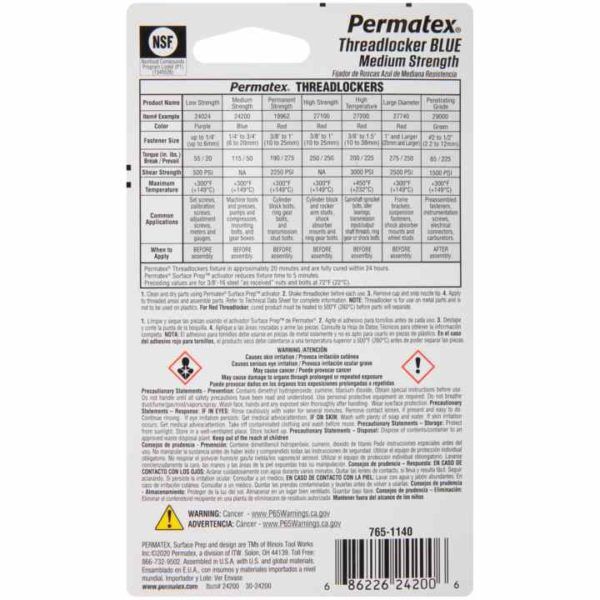 Permatex Medium Strength Threadlocker Blue, 6 ML