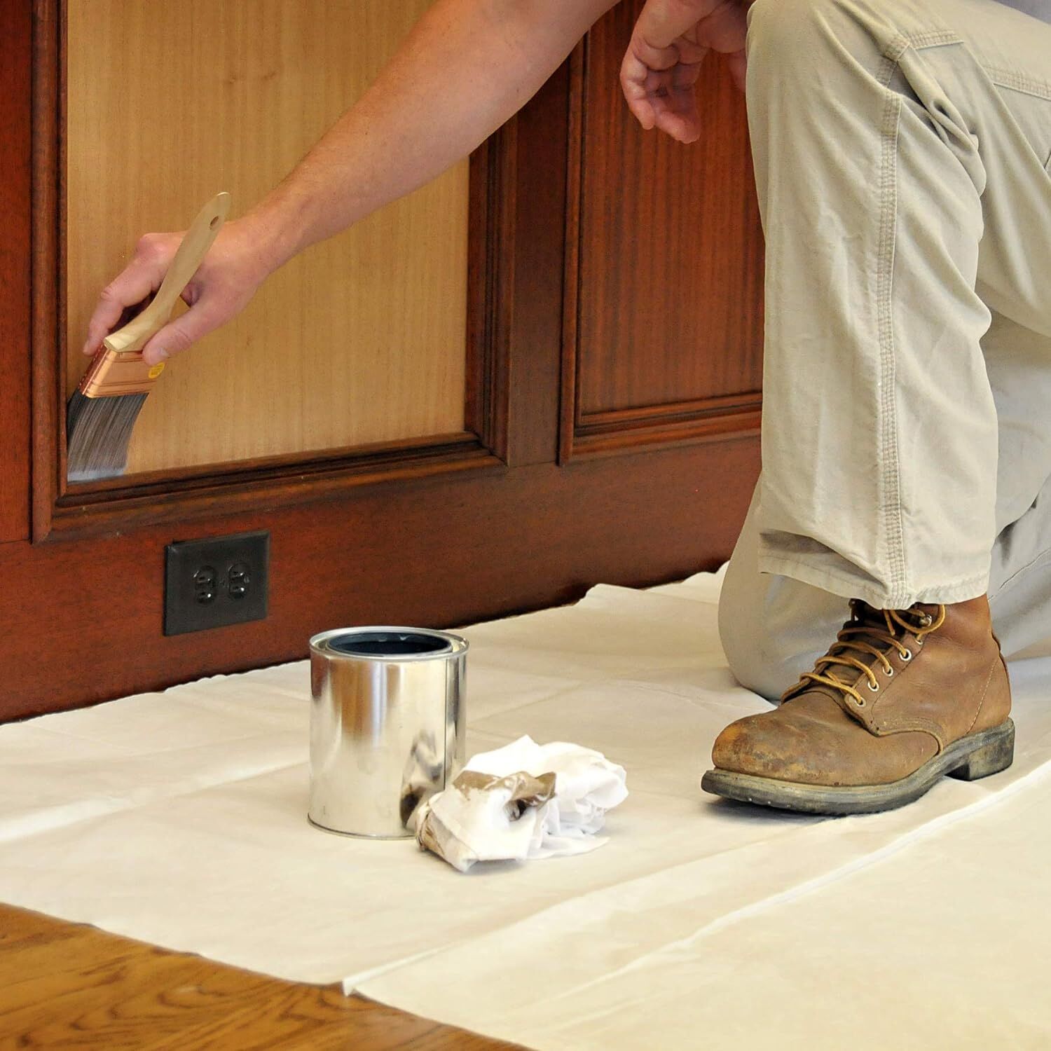 Trimaco SuperTuff Paper/Poly Dropcloth, 9-Ft x 12-Ft