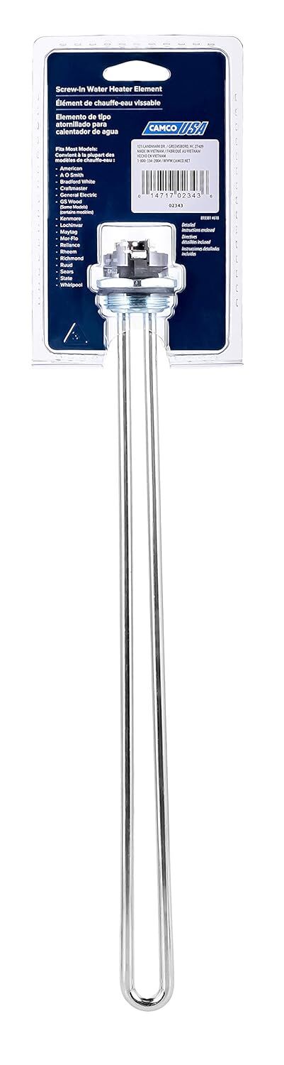 Camco High Watt Density 4500 Watt Screw-In Water Heater Element, 240-V
