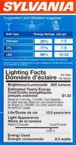 Sylvania A19 8.5 Watt Frosted Daylight LED Light Bulb, 4-Pk