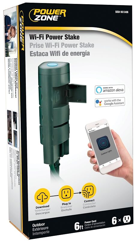 PowerZone 6-Outlet Wi-Fi Power Stake, 125-V