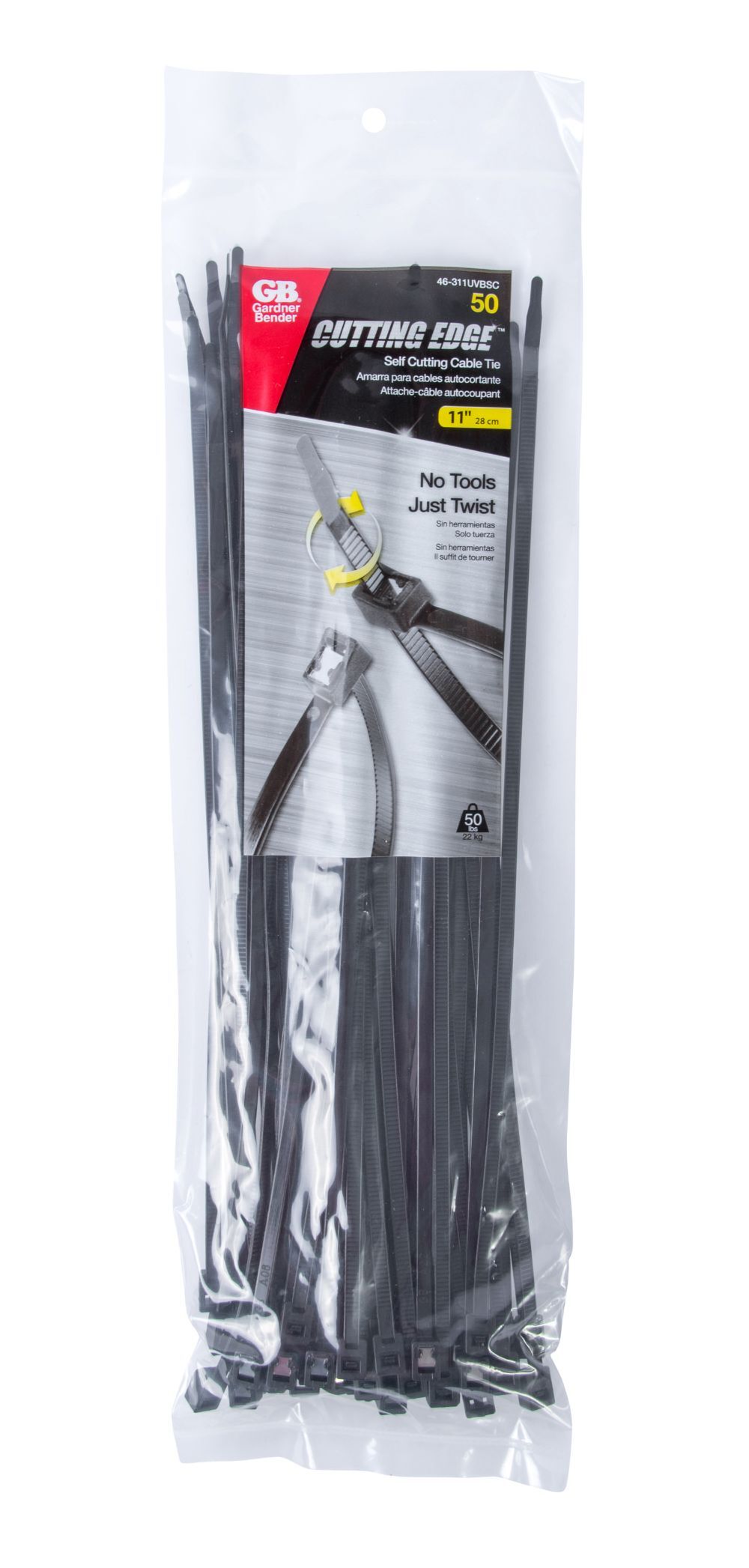 Gardner Bender Black Cable Tie Self Cutting, 11-In, 50-Pk
