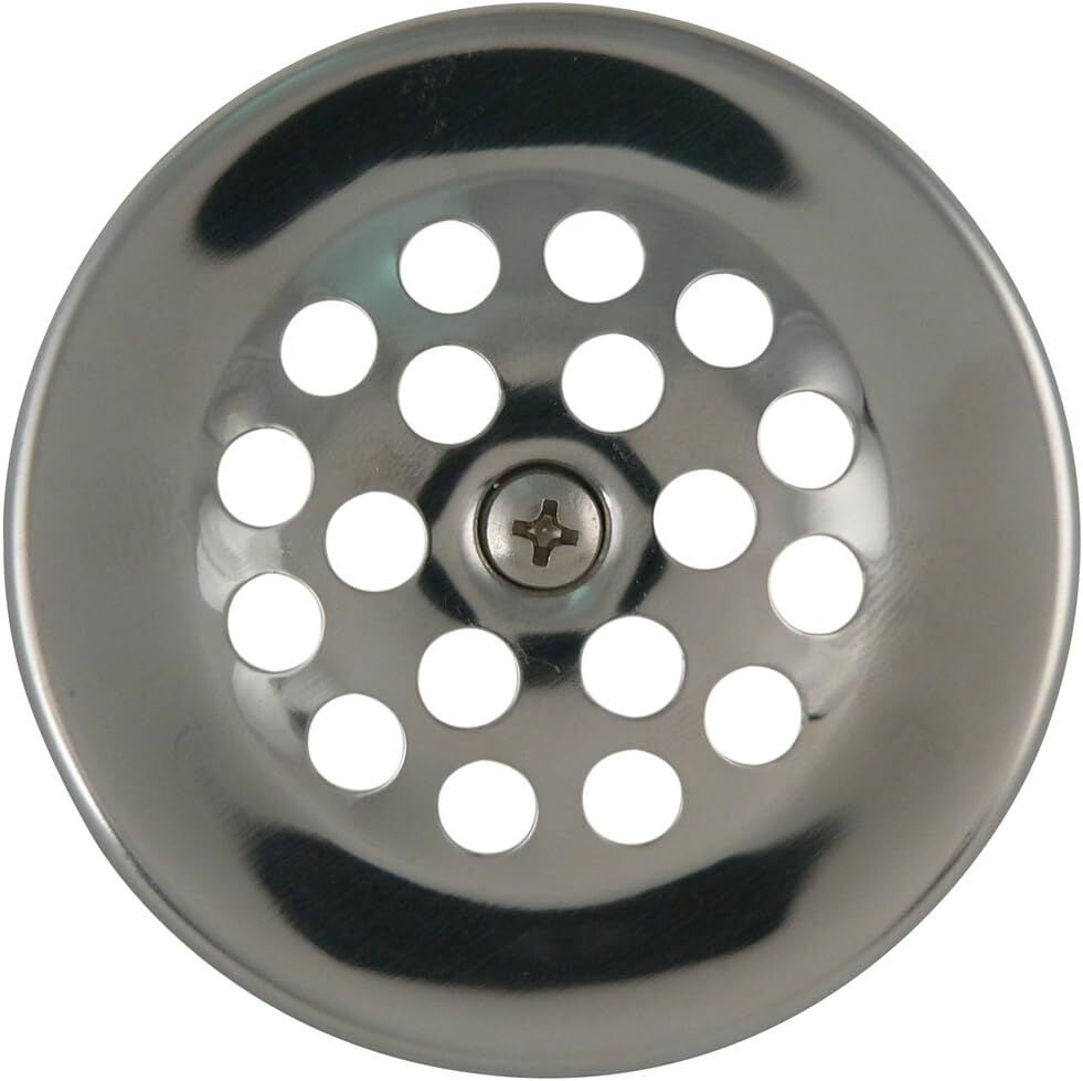 Plumb Pak PP826-64 Polished Chrome Bathtub Dome Grid Strainer With Screw, 3-In