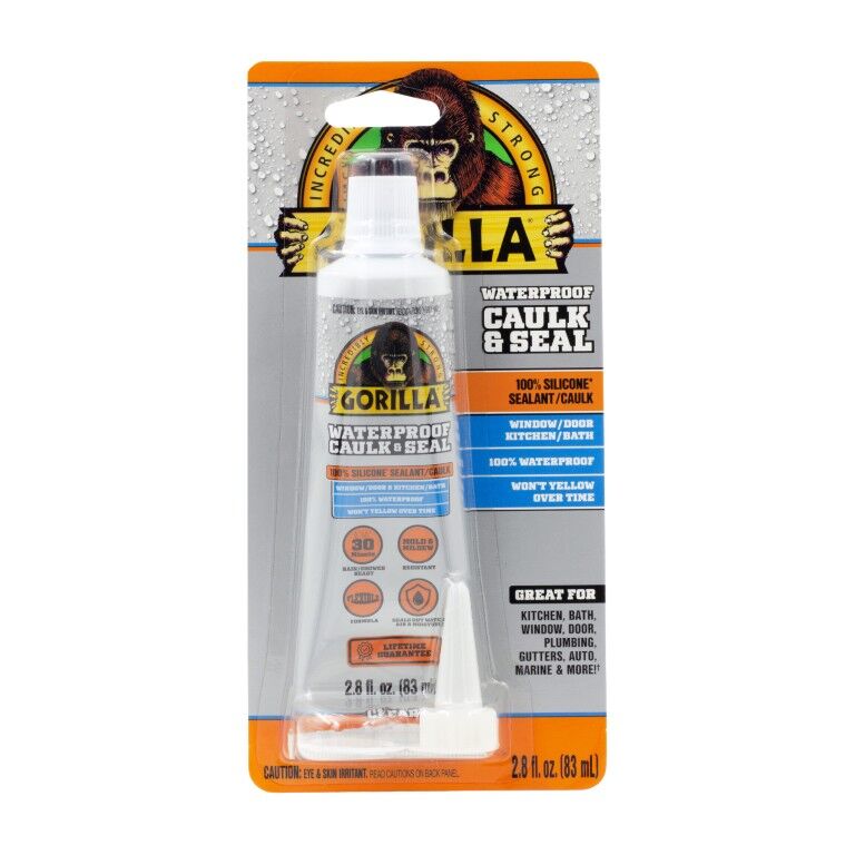 Gorilla Clear Waterproof Caulk & Seal 100% Silicone, 2.8-Oz