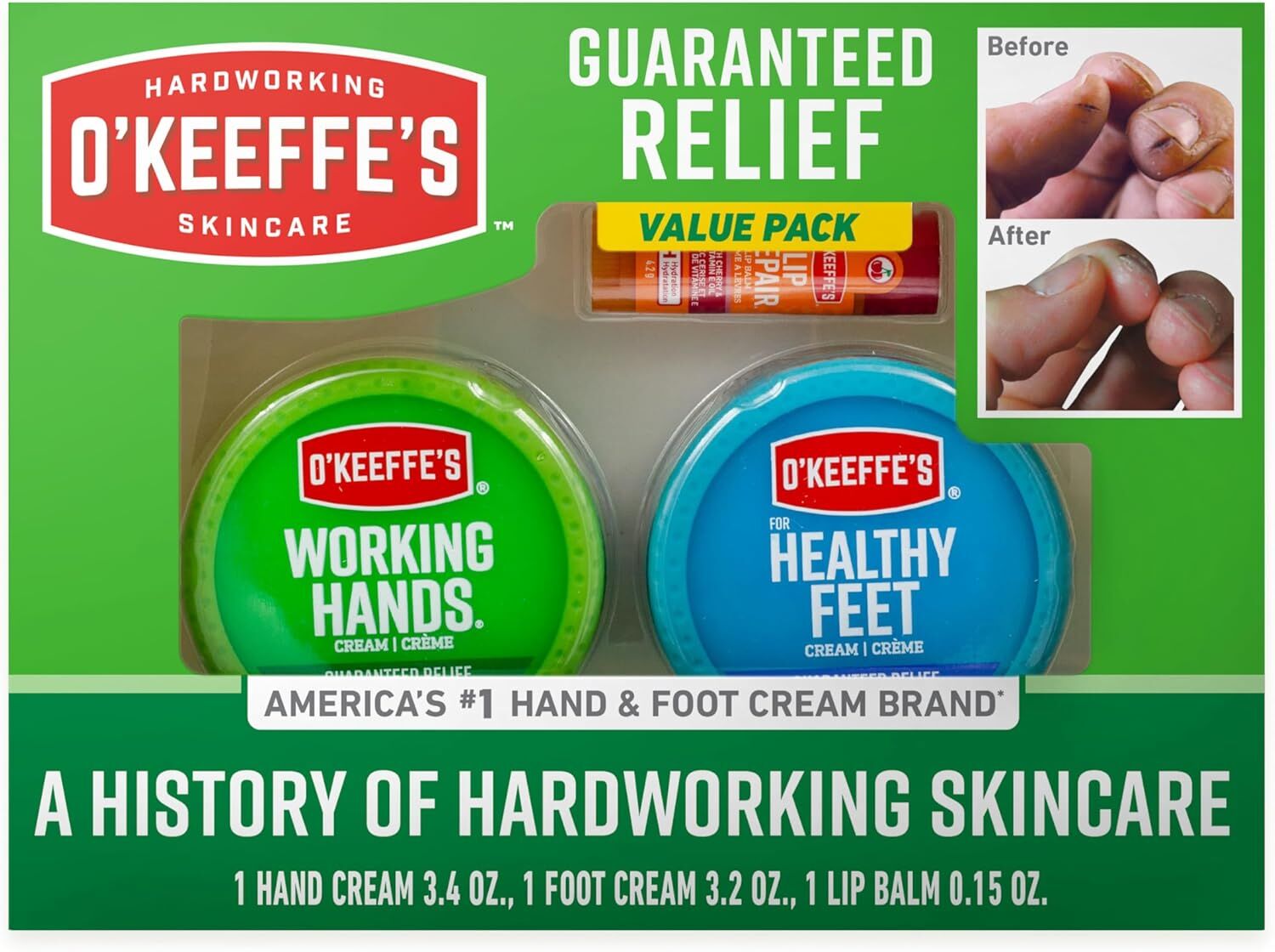 O'Keeffe's Skincare Essentials Hands, Feet, & Lip Repair Giftbox