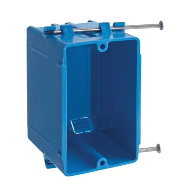 Carlon Blue PVC One-Gang Nail-On New Work Outlet Box, 3 3/4-In x 2 1/4-In x 2 7/8-In