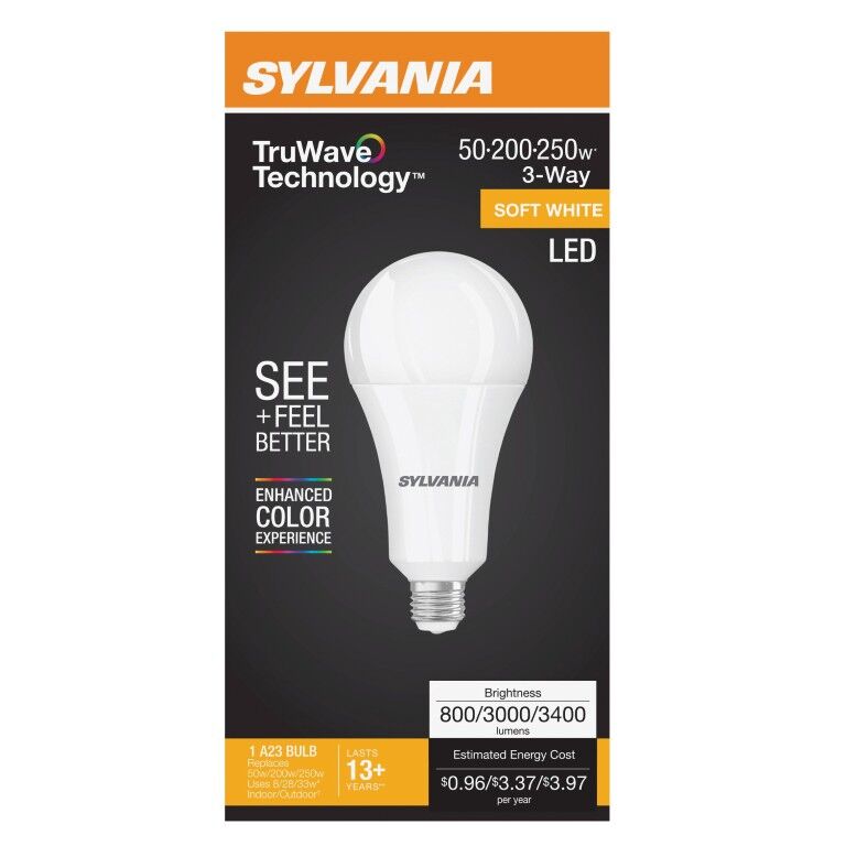 Sylvania Soft White LED Light Bulb, 50/200/250-W