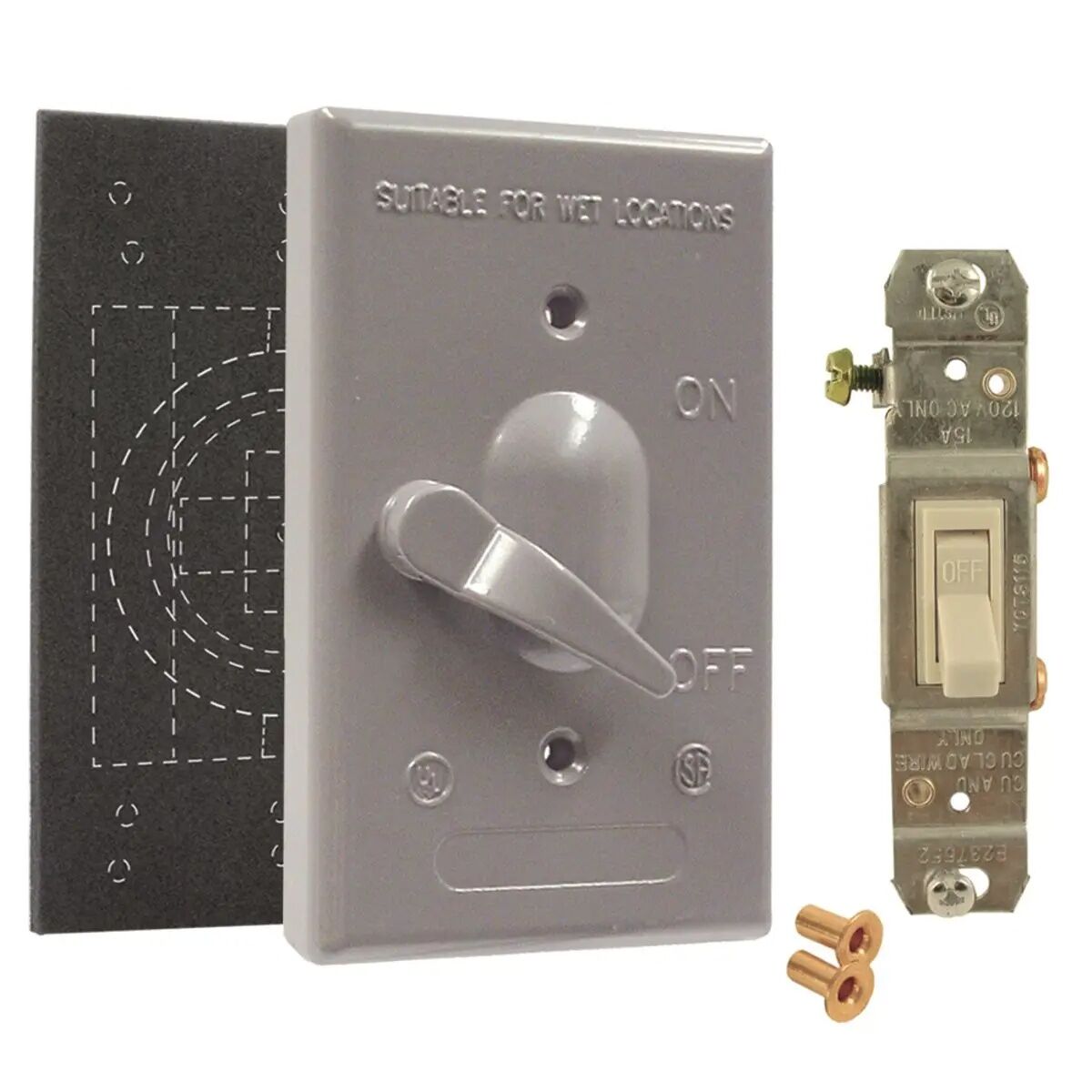 Bell Outdoor 1-Gang Gray Vertical Weatherproof 1-Pole Toggle Cover With Switch, 15-A, 125-V