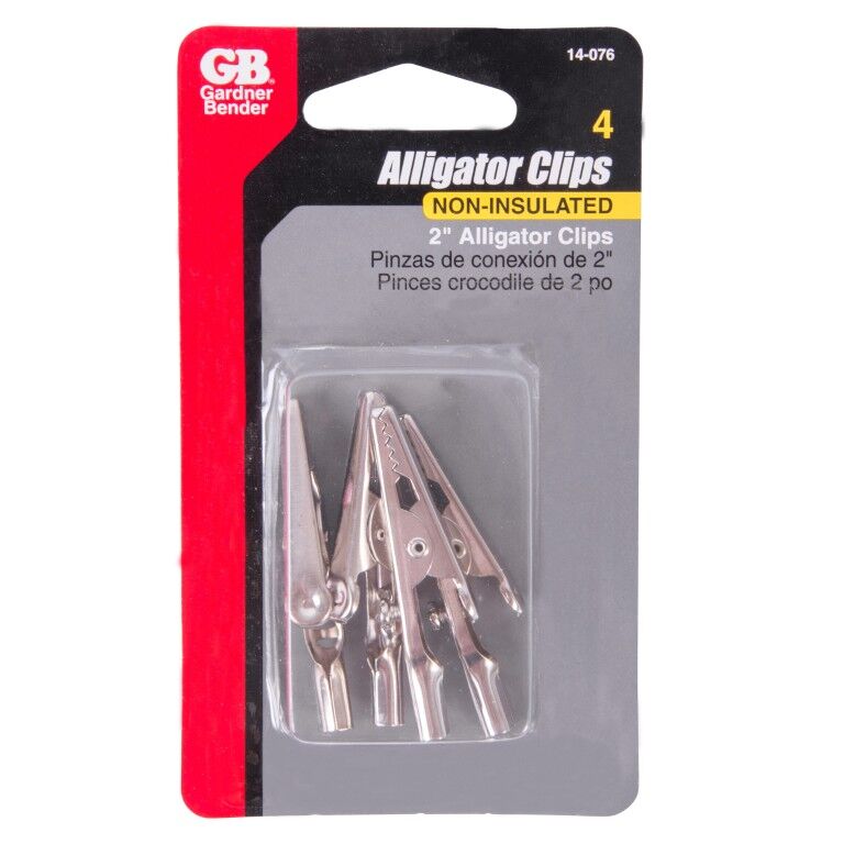 Garnder Bender #22-#14 AWG Non-Insulated Alligator Clip, 2-In, 4-Pk