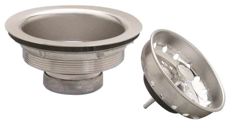 Plumb Pak Stainless Steel Sink Basket Strainer With Fixed Stick Post, 3 1/2-In