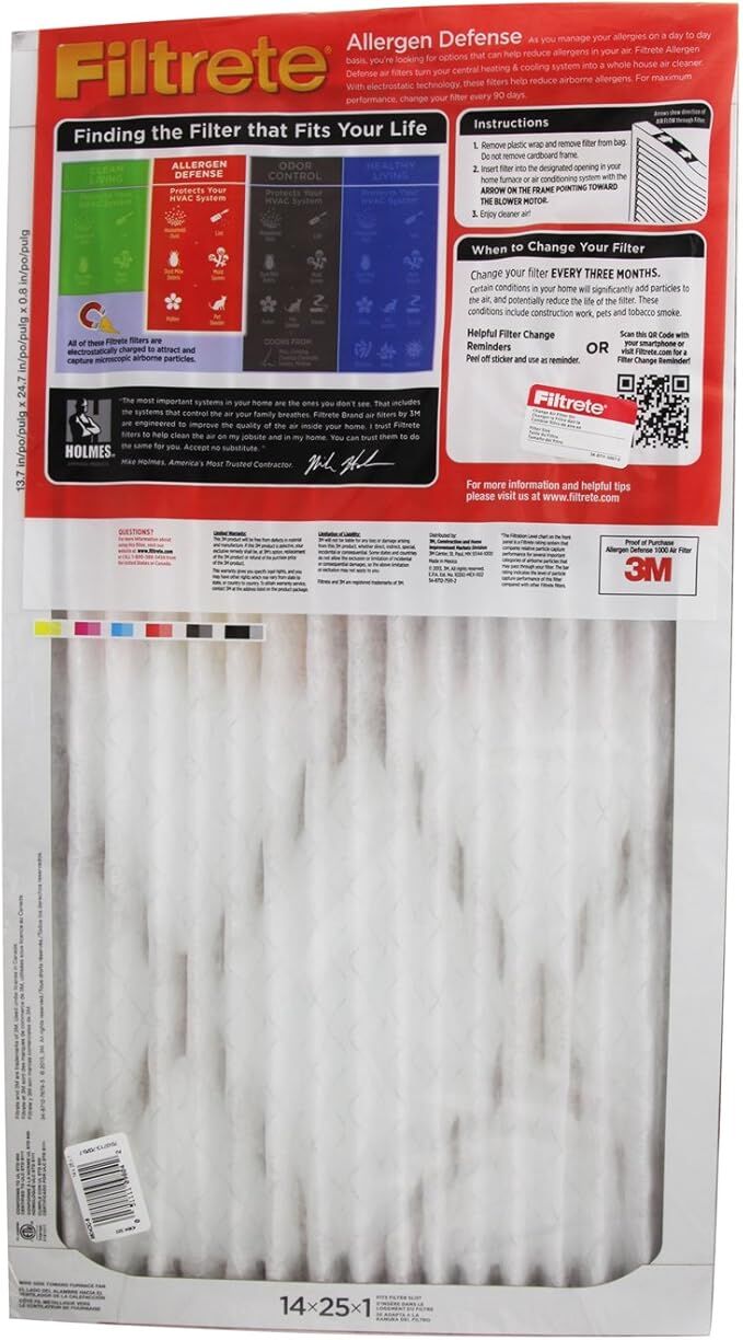 Filtrete Allergen Reduction Filter, 14 X 25 X 1-In
