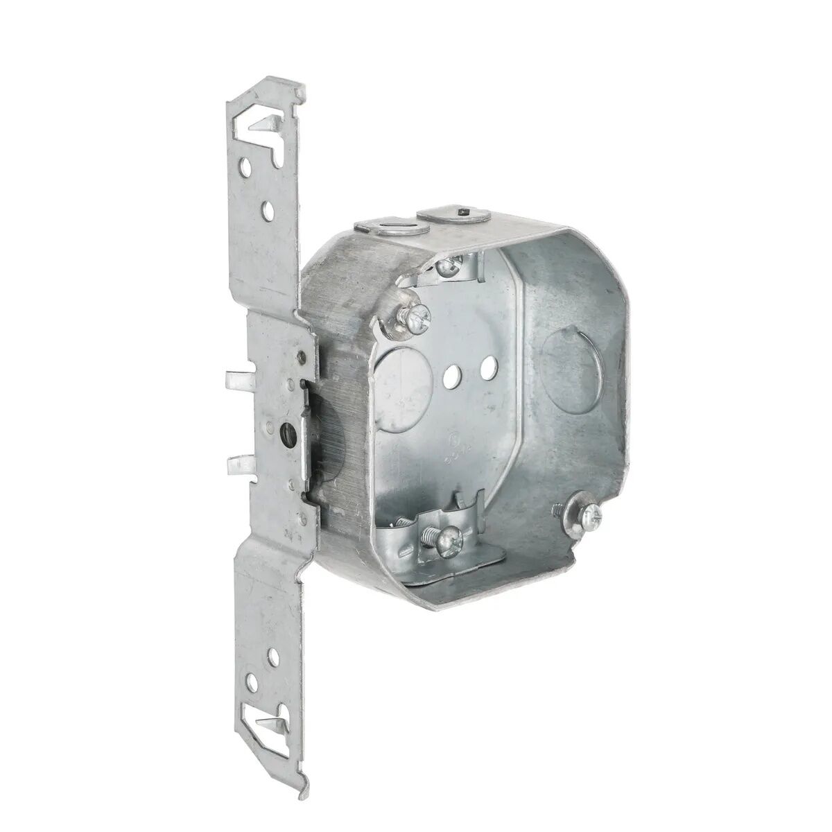 Raco Drawn Octagon Box With TS Bracket And Two NMSC Clamps, 4-In x 4-In x 1 1/2-In