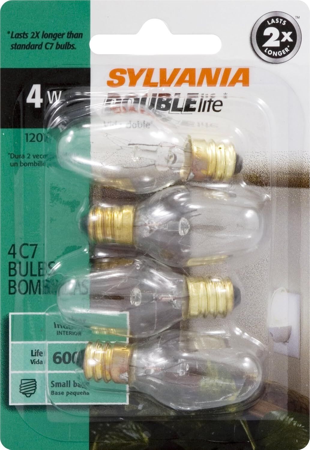 Sylvania Incandescent Light Bult, 4-W, 4-Pk