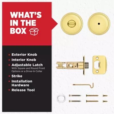 Kwikset Polished Brass Bed/Bath Juno Door Knob
