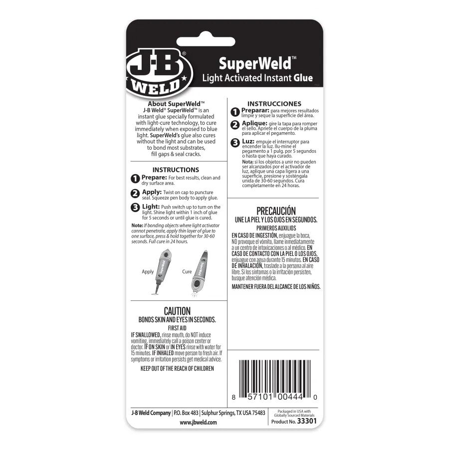 J-B Weld SuperWeld Light Activated Instant Glue, 5-g