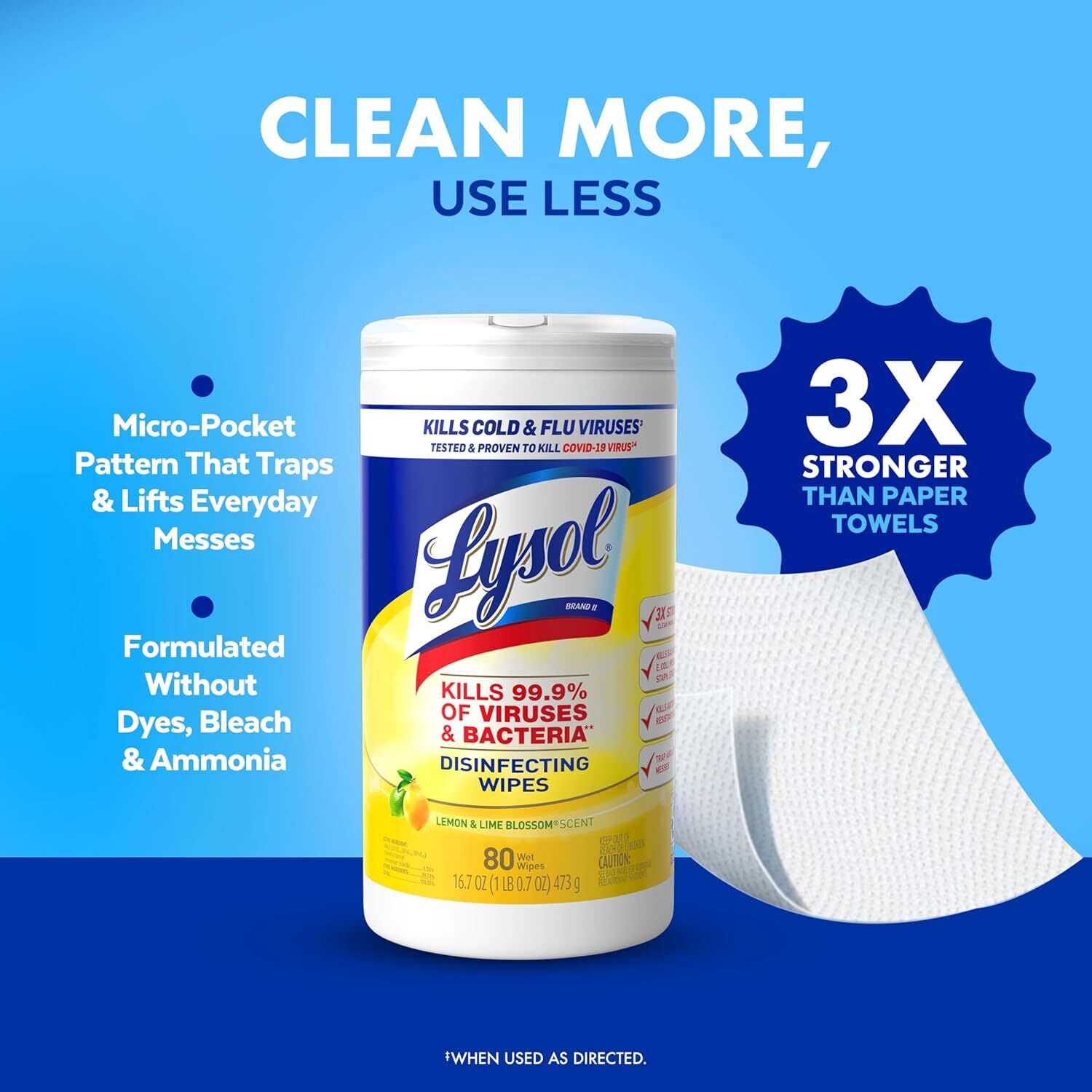 Lysol Lemon & Lime Blossom Disinfecting Wipes, 80-Ct