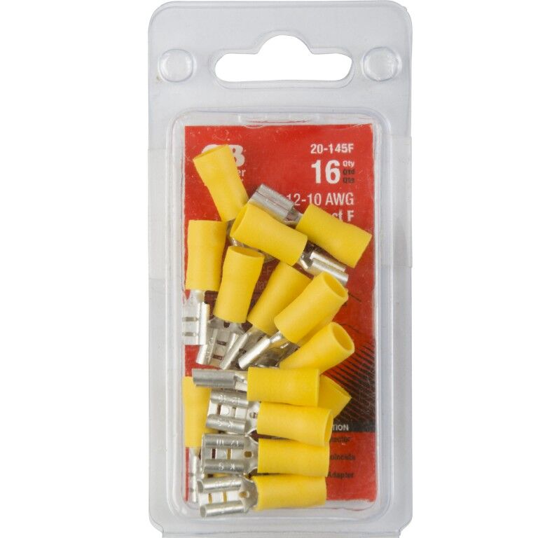 Gardner Bender Yellow Vinyl-Insulated Female Disconnect Crimp Terminal, 12-10 Gauge, 1/4-In, 16-Pk