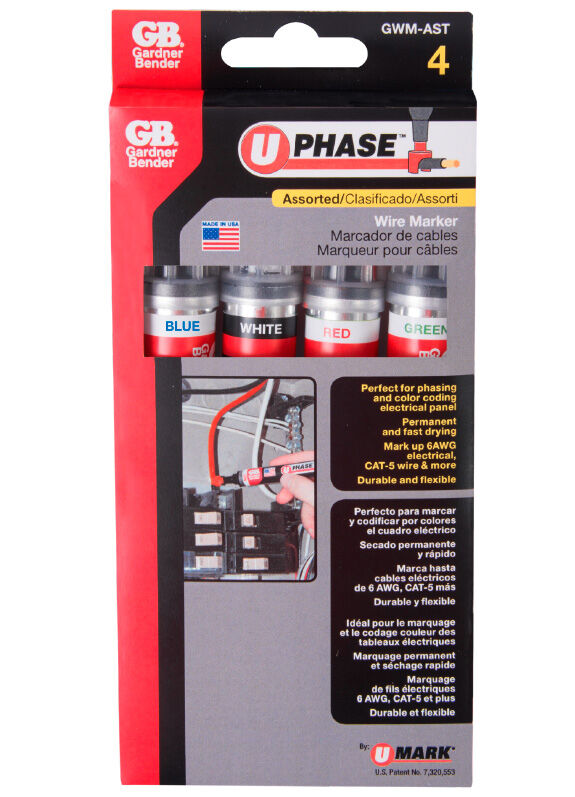 Gardner Bender U-Phase Wire Marker, 4-Pk