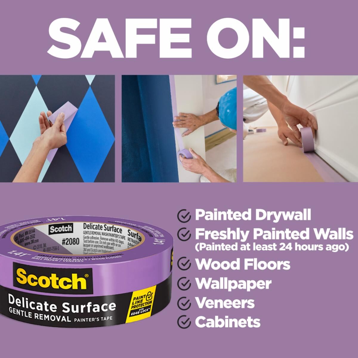 Scotch Delicate Surface Painter’s Tape 2080, 3.3-In x 60-Yd