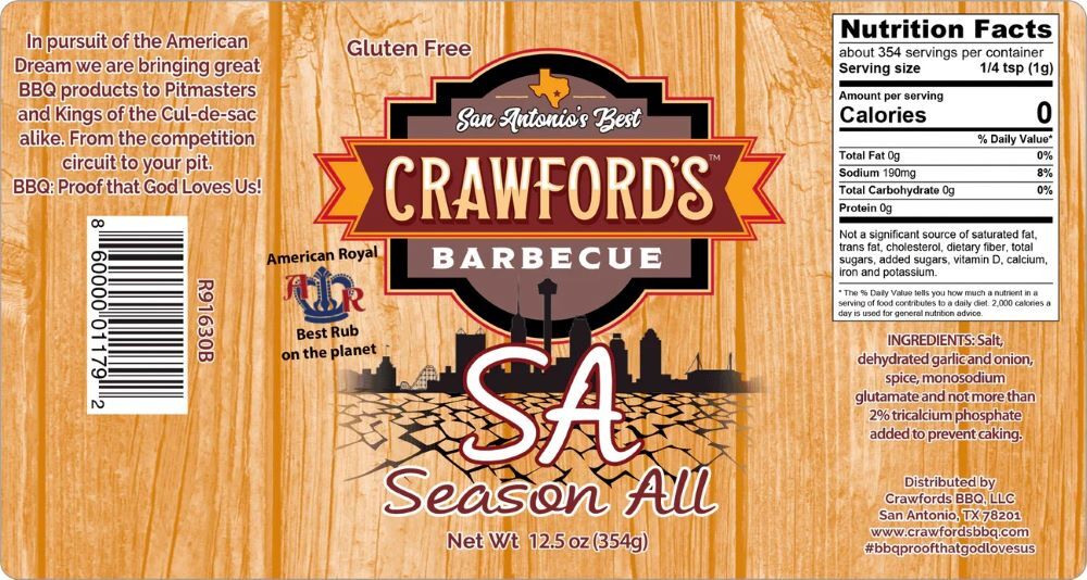 Crawford's Barbecue Season All Rub, 12.5-Oz