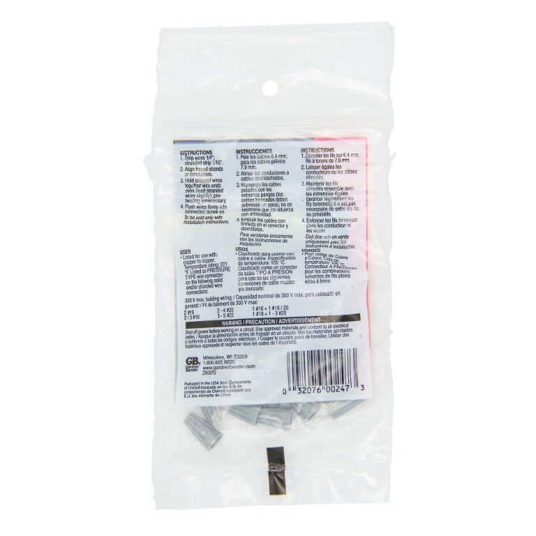Gardner Bender Grey #22-#16 AWG WireGard high Performance Twist-On Wire Connector, 25-Pk