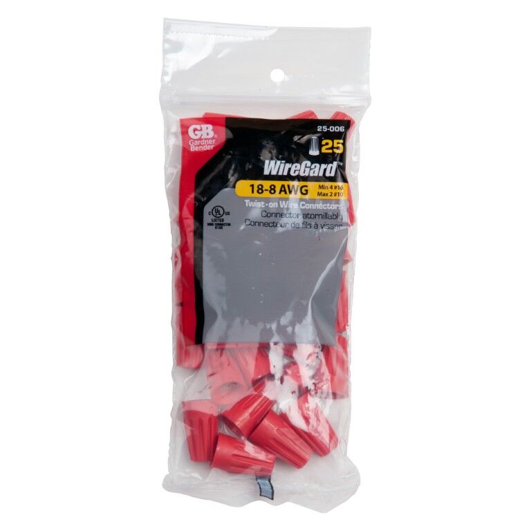 Gardner Bender WireGard High Performance Twist-On Red #18-#10 AWG Connector, 25-Pk