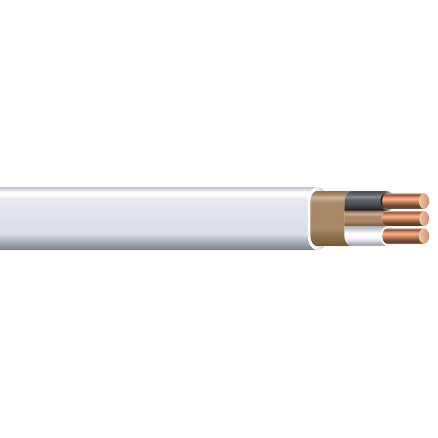 Southwire Romex SIMpull White NM-B Copper Cable 14 Gauge 2 Conductor Solid With Ground, 50-Ft