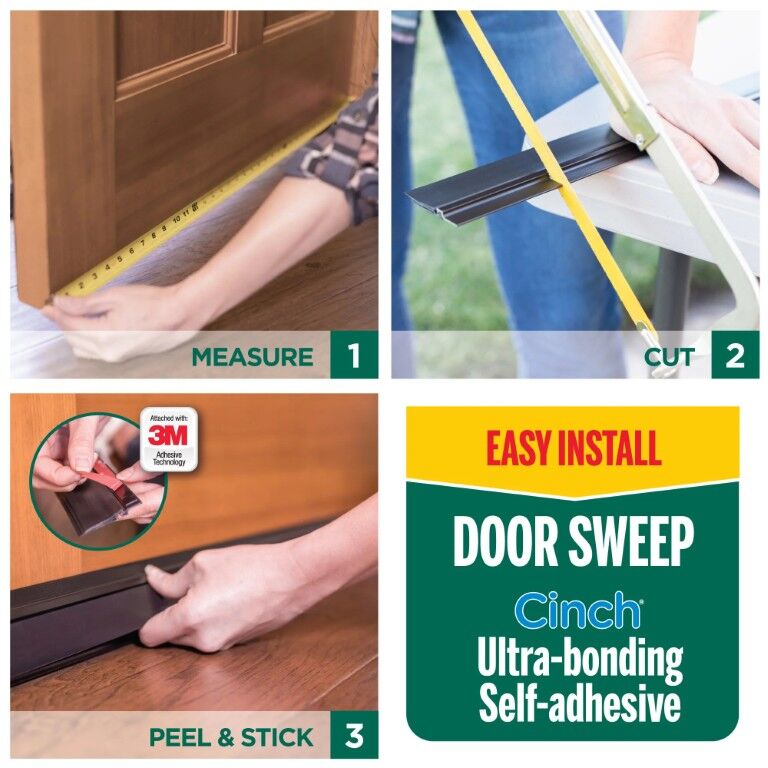 M-D Building Products Bronze Aluminum And Vinyl Cinch Self-Adhesive Door Sweep, 1/4 x 2 x 36-In