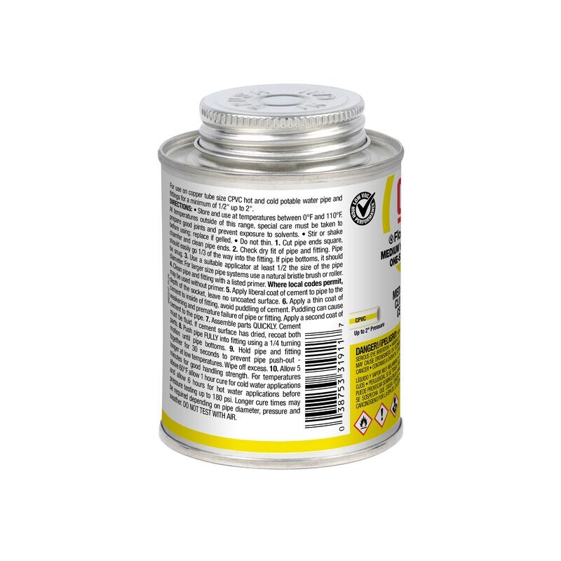 Oatey FlowGuard Gold 1-Step Yellow Cement, 8-Oz