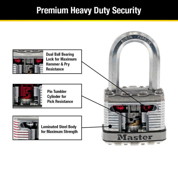 Master Lock Magnum Laminated Steel Padlock, 1 1/2-In