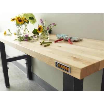 Gladiator Adjustable Height Hardwood Workbench, 6-Ft