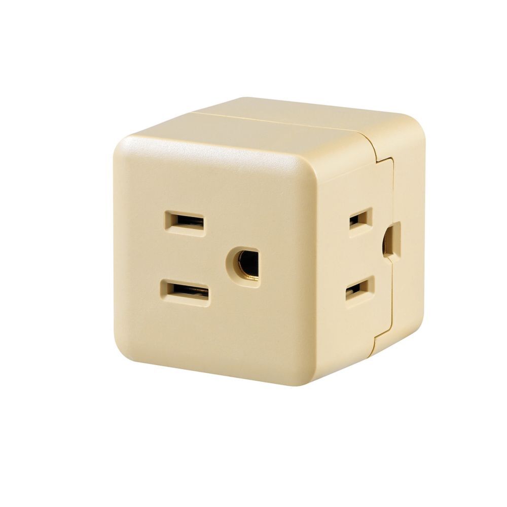 Eaton Ivory 3-Outlet Cube Tap, 15-A, 125-V