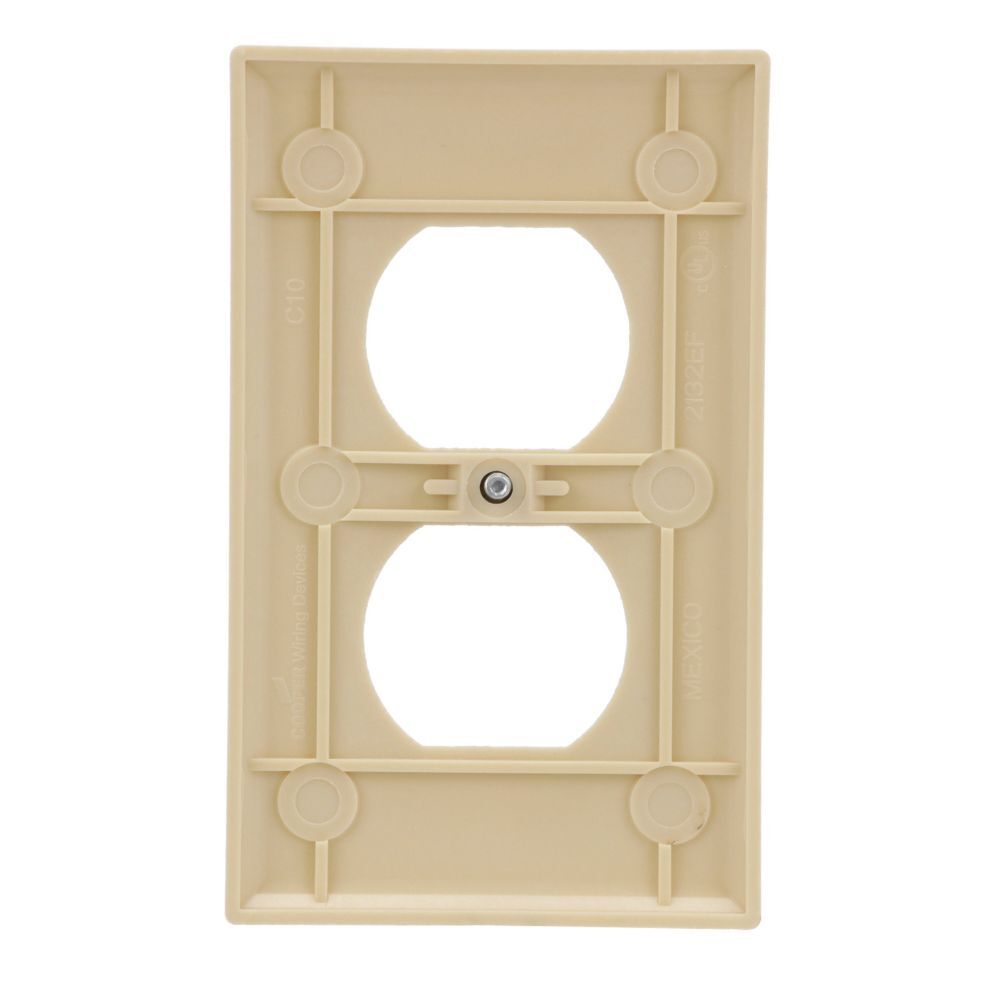 Eaton 1-Gang Ivory Standard Duplex Receptacle Wallplate