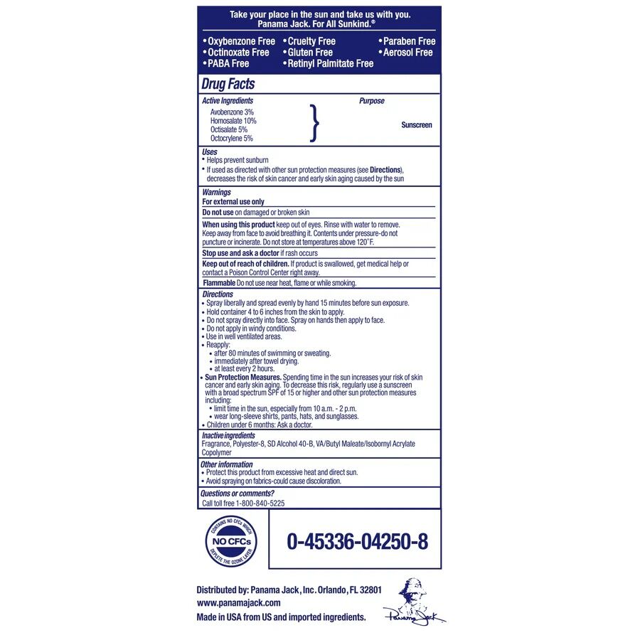 Panama Jack Continuous Spray Sport Sunscreen SPF 50, 5.5-Oz